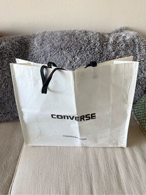 Converse Reusable Shopping Tote Bag – White with Black Handles
